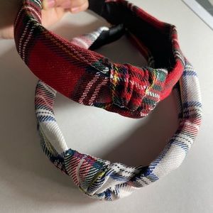 2 pc Plaid Knotted Headband for Christmas